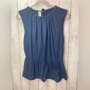 Banana Republic Blue Smocked Peplum Cap Sleeve Blouse size small